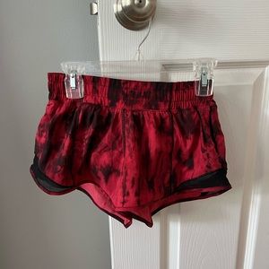 lululemon red and black hotty hot shorts